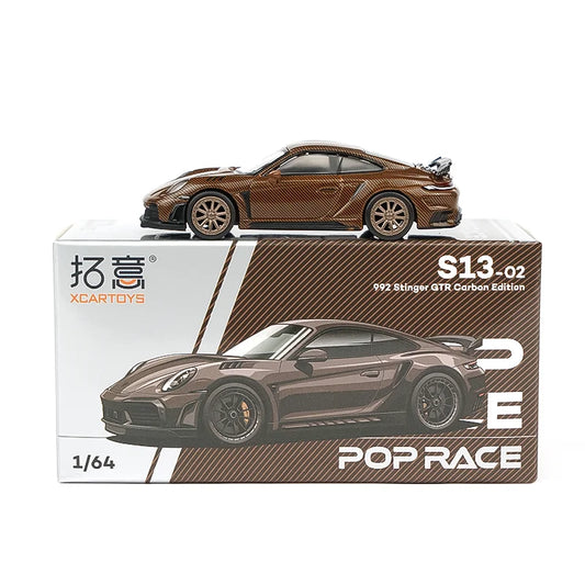 XCARTOYS S13-02 1/64 Porsche 992 Stinger GTR Brown Carbon Fiber Diecast Collectible Model Car