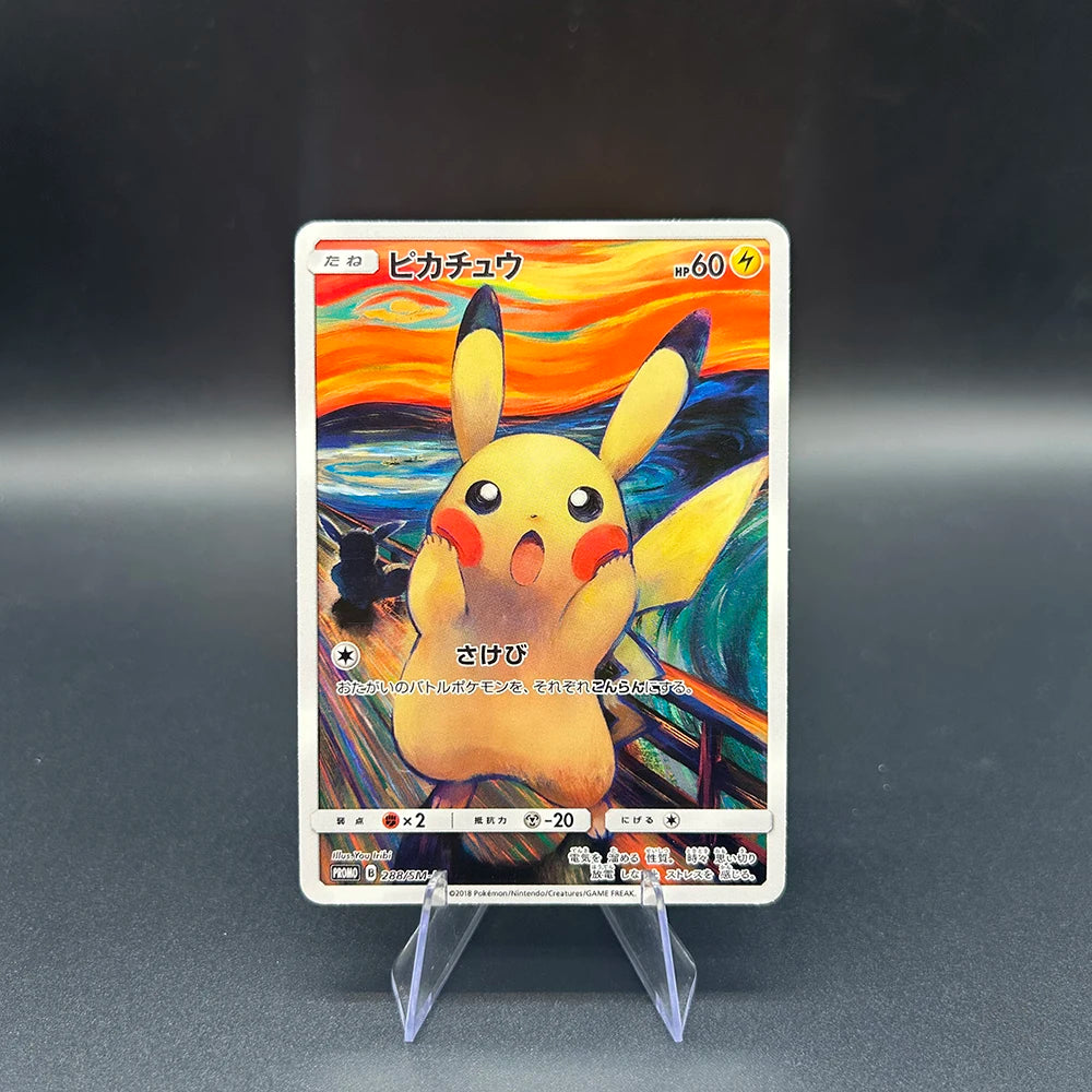 DIY Anime PTCG TCG Munch Scream Series Collect Battle Cards Eevee Psyduck 288/SM-P Japanese Version Non-Foil Card Gifts Toy