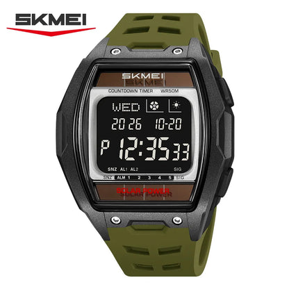 SKMEI 2750 Fashion Men Electronic Watch Solar Power Large Screen Luminous Calendar Multifunctional Outdoor Sport Watches for Man