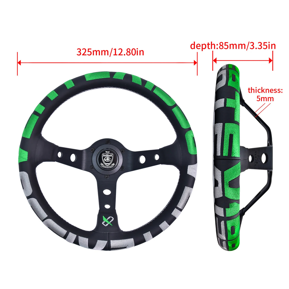 Vertex Sports Steering Wheel Leather Aluminum Alloy Embroidery Racing Modified Auto Parts Universal Car Steering Wheel