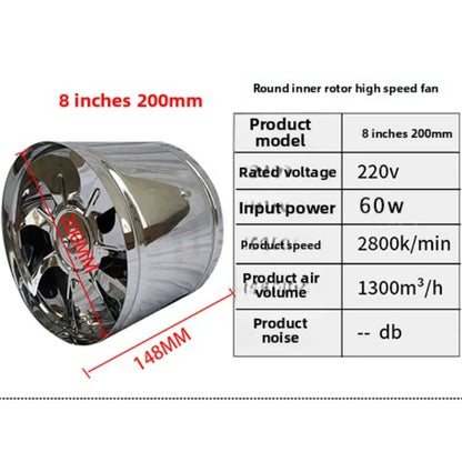6/8 Pipe Exhaust Fan Air Ventilator Metal Pipe Ventilation Exhaust Fan Mini Extractor Bathroom Toilet Wall Fan Duct Fan