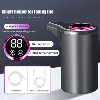 Electric Water Pump, Automatic Intelligent Household Bottled Purified Water Dispenser, USB Charging, Wireless Water Pump