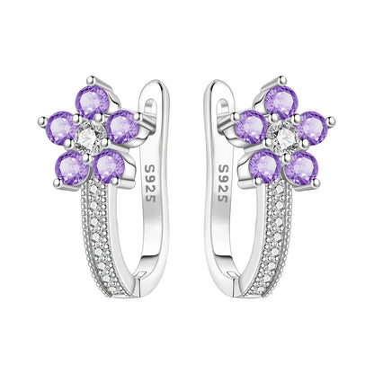 PANPOKI Original 925 Sterling Silver Beautiful Tulip Flower Earrings Women Hoop Earring Anniversary Jewelry Trendy Gifts