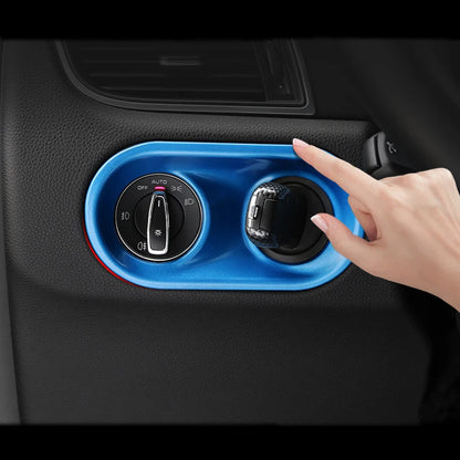 Car Styling Inner Console Headlight Switch Buttons Frame Decorative Cover Trim Strip Stickers For Porsche Macan Auto Accessories