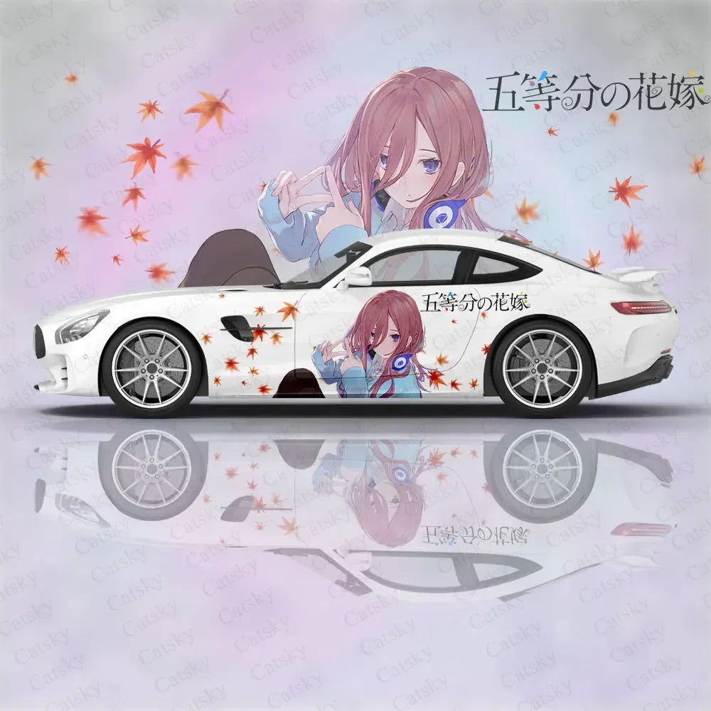 Nakano Miku Custom Anime Girl Car Accessories Anime Body Stickers Auto Side Film Decal Body Vinyl Sticker SUV Decoration Pattern