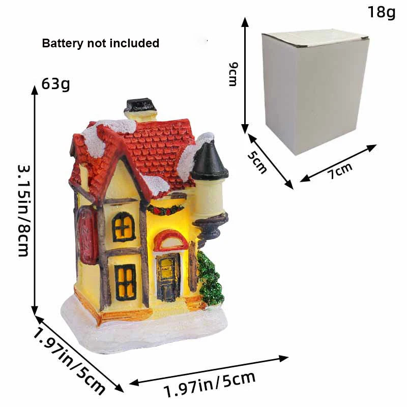 Christmas Ornament Village Houses LED Light Collectible Figurines Snow Blanket Desktop Decoration Town Scene Xmas New Year Gift