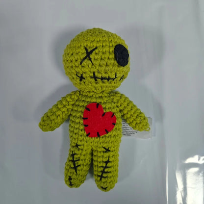 Crocheted Voodoo Doll Handmade Cute Red Heart Yarn Dolls Keychain Halloween Decoration Creative Gift For Party Home Decor