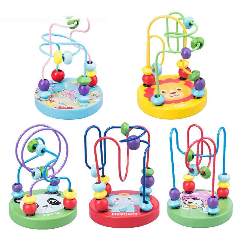 Montessori Wooden Kids Toys Wooden Circles Bead Wire Maze Roller Coaster Toys Educational Toys Wood Puzzles Maze For Children