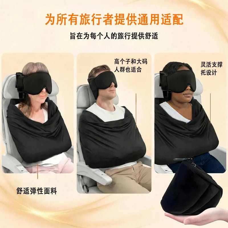 3-in-1 Adjustable EyeMask Airplane Sleep Support System Travel Pillow Multi-Use Office And Home Comfortable Pillow for Traveling