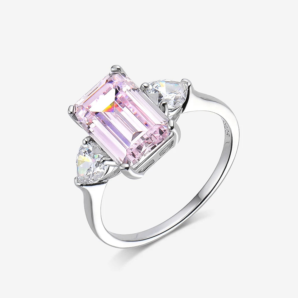 OEVAS 7 Carats High Carbon Diamond Sparkling Zircon Wedding Rings For Women Top Quality 100% 925 Sterling Silver Party Jewelry