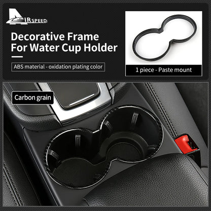 Chrome ABS for Porsche Macan 2014-2023 Car Center Control Water Cup Holder Frame Cover Interior Trim Styling Auto Accessories