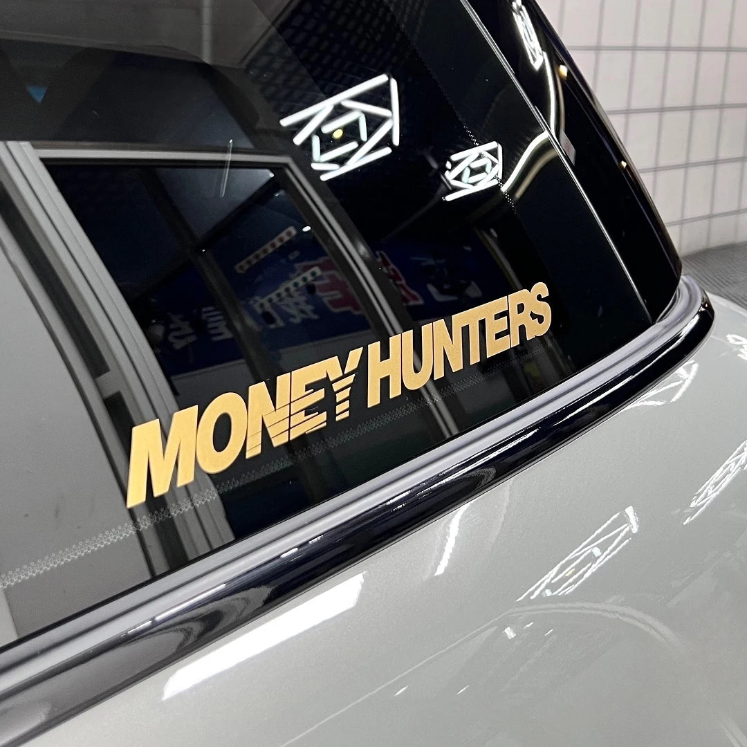Money Hunter Vinyl Car Decal – Self-Adhesive Racing Stripe Sticker for Car Body, Truck Bumper, Rear Window – Waterproof Alphabet