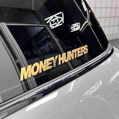 Money Hunter Vinyl Car Decal – Self-Adhesive Racing Stripe Sticker for Car Body, Truck Bumper, Rear Window – Waterproof Alphabet