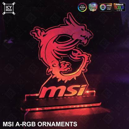 MSI Gaming Figure A-RGB Rainbow LED Acrylic Lighting Panel 5V3Pin Mystic Lighting PC Water Cooling MOD Belief Dragon Decoration