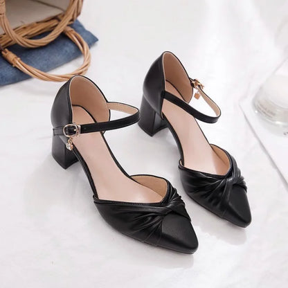 Elegant Bow Prom Party Heels | 2026 Spring Women's Block Heel Ankle Strap Pumps | Comfortable Cutout Closed Toe Casual Sandals