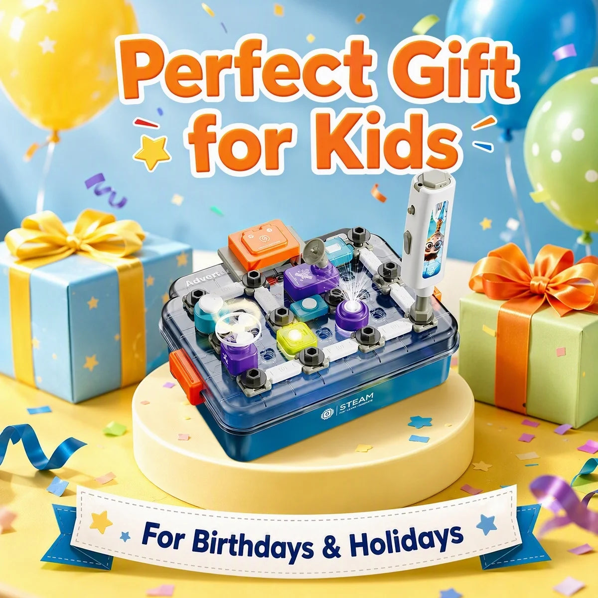 58PCS Kids Modular Circuit Science Experiment Set, STEM Educational Toy with 100 Fun Learning Projects