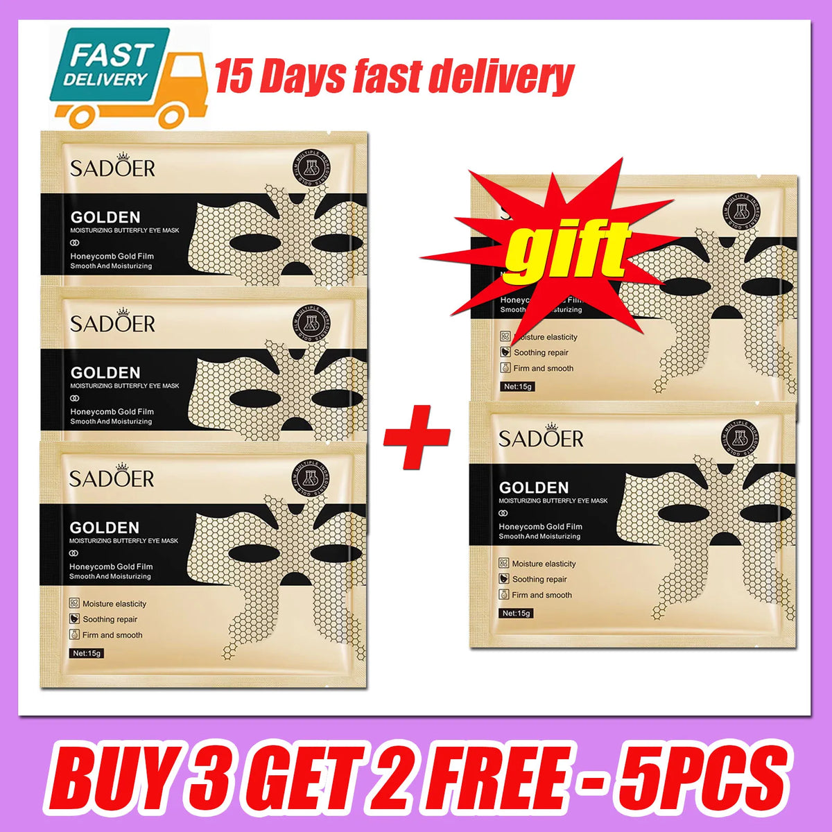 1/5/10/20PCS Peptide Golden Collagen Eye Mask Moisturizing Firming Smooth Anti Dark Circle Eye Pathes Eyes Mask Beauty Skin Care