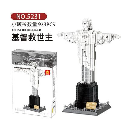 WANGE City Architecture Sydney Opera Santorini Building Blocks Chamartin Stadium Mosque Assembled Model Collection Toys For Gift