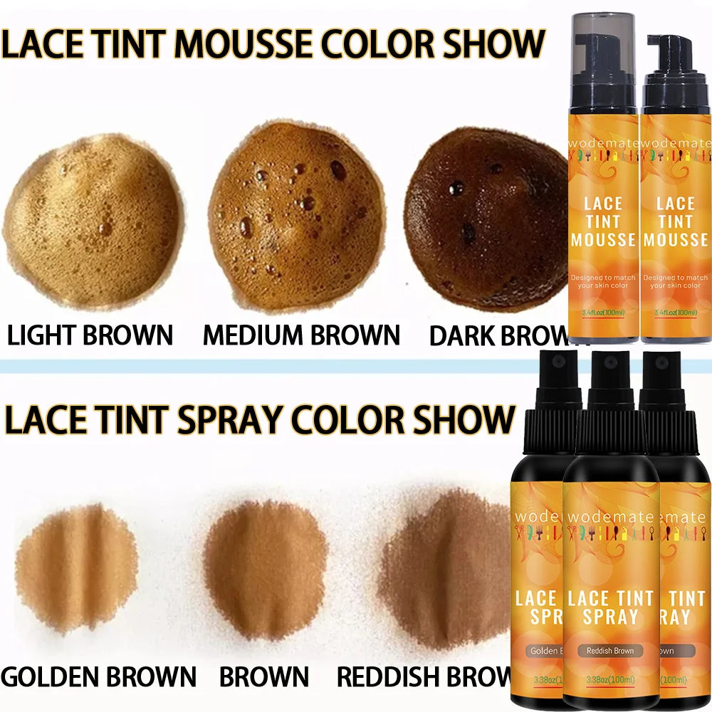 Tinted Lace Precison Parting Pen 100ml Lace Tint Mousse Brown Lace Dyeing Spray Wig Lace Tint With Brush Applicatior Wholesale