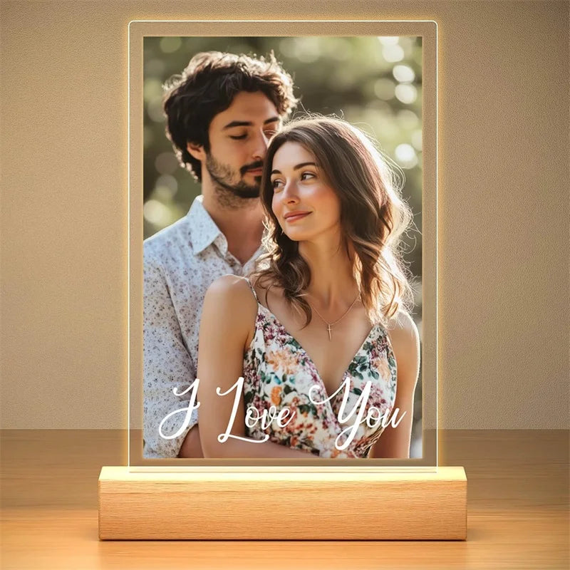 Custom Picture Frame with Photo Personalized Photo Frame with Night Light Customizable Photo Frames Christmas Birthday Gifts