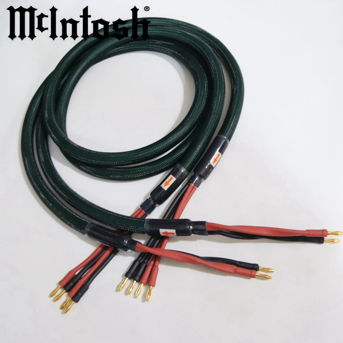 1 pair McIntosh 4 to 8 biwire Single Silver Plated hifi amplifier speaker Cable with Gold-plated, non-magnetic Banana Plug