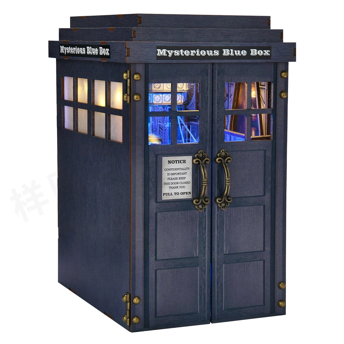 DIY Book Nook Bookshop Kit Mysterious Telephone Booth Wooden Dollhouse with Light Bookshelf Insert 3D Puzzle Decor for Gift