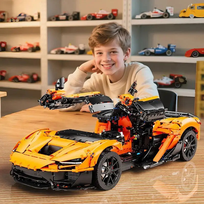 IN STOCK T5051 MOC High Tech 1:6 Orange Sports Car With Motor Building Blocks Bricks Assembling Model Toys Boys Christmas Gift