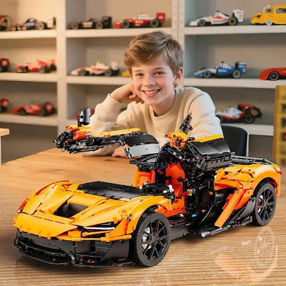IN STOCK T5051 MOC High Tech 1:6 Orange Sports Car With Motor Building Blocks Bricks Assembling Model Toys Boys Christmas Gift