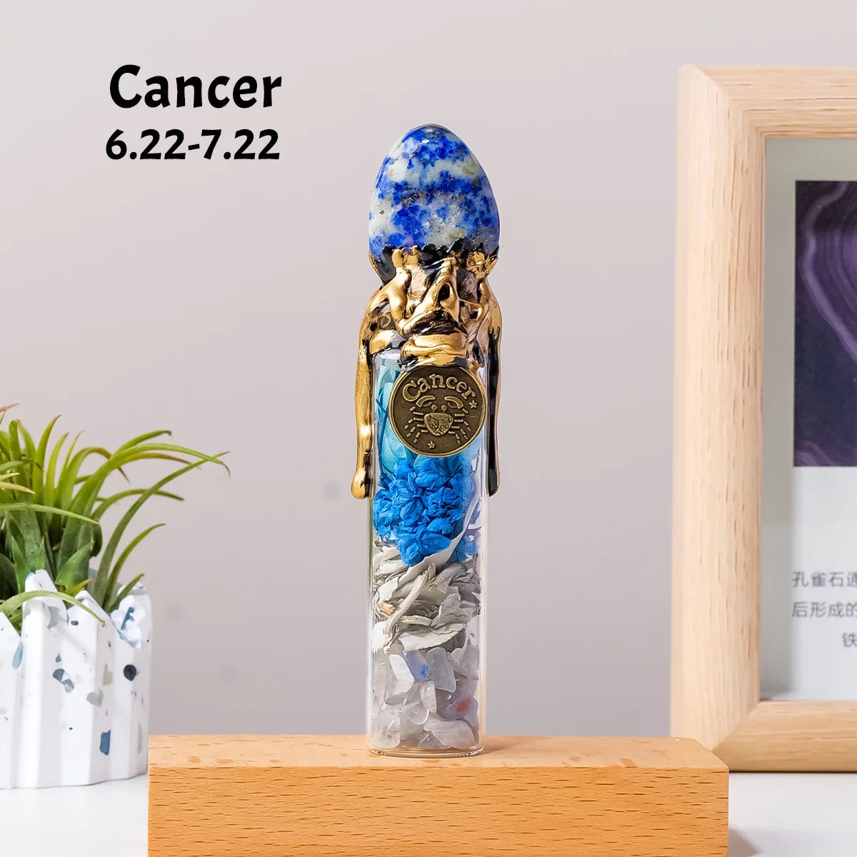 1PC Natural Crystal Zodiac Wishing Bottle, Magic Energy Healing Stone Drifting Bottle with Raw Stones, Spiritual Divination Reik