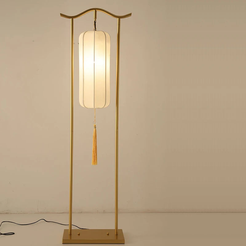 Chinese Classical Lantern Floor Lamps Fabric Standing Lights Living Room Bedroom Bedside Lighting Fixtures Luminaire Home Decor
