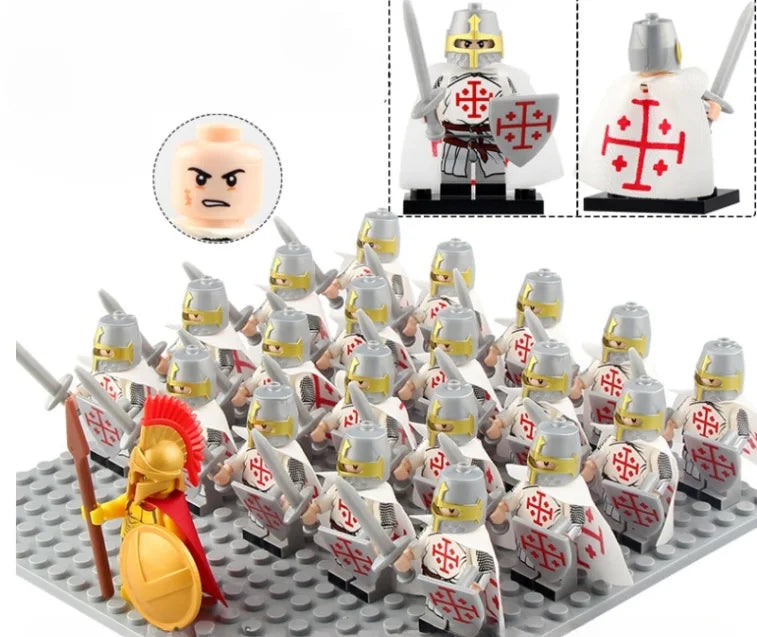 21PCS Medieval Ancient Roman Warrior Series Spartan 300 Warrior Children's Building Block Toys DIY Micro Scene Ornaments