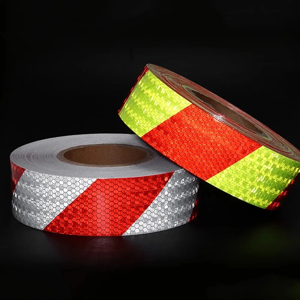 1 Roll Shining Reflective Safety Warning Tape Self Adhesive Twill Pattern Car Warning Markings for Enhanced Visibility