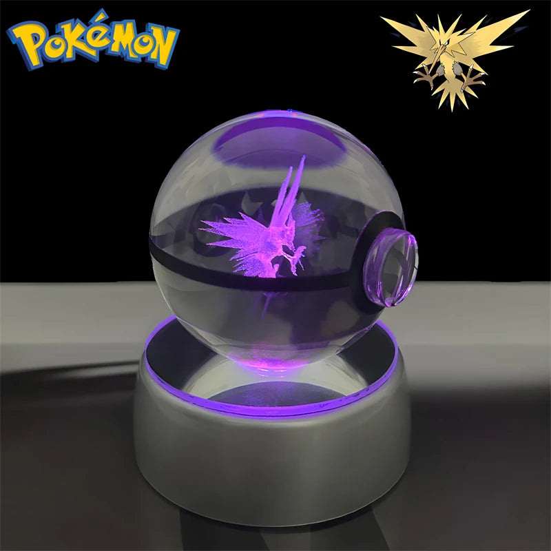 Pokemon 3D Crystal POKE BALL Figure Toys Snivy Dragonair Blastoise Venusaur Milotic Raichu Night Light LED Lamp Base Model Dolls