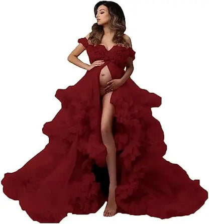 Sexy Maternity Gowns Photoshoot  Ruffles baby shower платье для беременных فساتين حوامل vestidos para embarazadas photoshoot