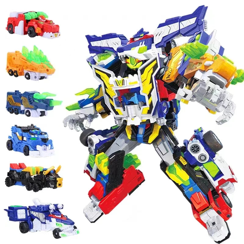 MiniForce 6 V Rangers VOLT LEGEND KING V 6 in 1 Transformation Combiner Deformation Robot Action Figure Toys