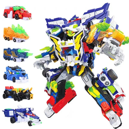 MiniForce 6 V Rangers VOLT LEGEND KING V 6 in 1 Transformation Combiner Deformation Robot Action Figure Toys