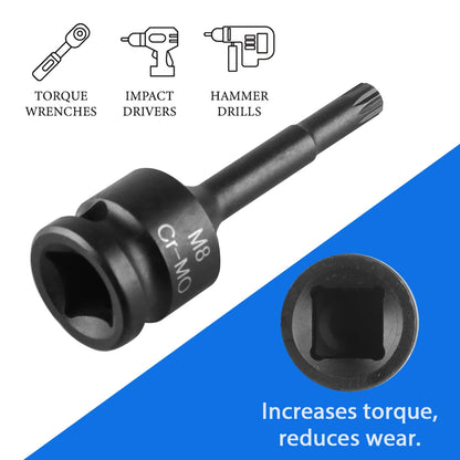 Bicycle Torque Wrench Set  8Pcs/Set Universal Sleeve Head Hex Cr-v Bit Set Drill Wrench Socket Spanner Pro Motorcycle Repair Kit