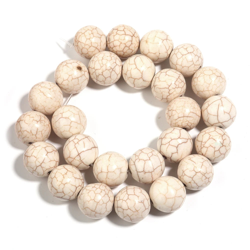 Natural White Turquoises Stone Beads 3-16mm Gemstone Spacer Bead for Jewelry Making DIY Bracelet Necklace Beaded Accessories