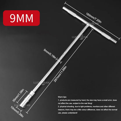 6-19mm T-Handle Socket Wrench Extended Hex Spanner Industrial Grade T-Shape Hand Tool for Car Bike Machinery Repair Household