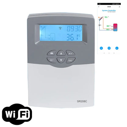 Solar Water Heater Controller SR208C Wi-Fi App For Solar System Load Tank Heating Tube Collector Cooling Shutdown