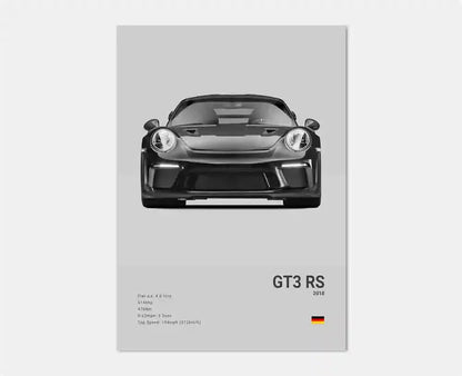 Pop Black and White Germany Luxury Super Sport Car Poster Aesthetic 911 GT3 RS Turbo Canvas Print for Wall Art Garage Room Decor