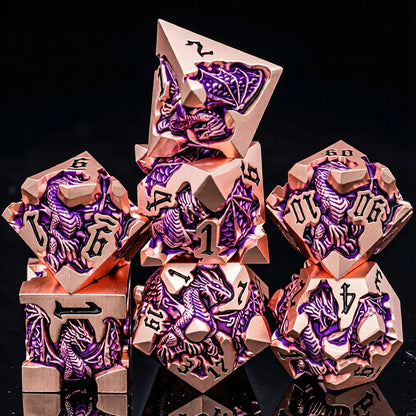 Dragon DND Metal Dice Set D6 D&D Dungeon and Dragon Pathfinder Table Role Playing Game Black Red RPG Polyhedral D20 D and D Dice