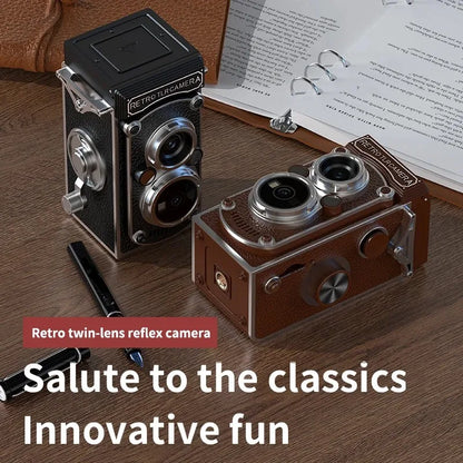 Retro Camera Dual Lens Design Infrared Night Vision Function Manual Joystick Operation HD Mini Camera Portable Nostalgic Camera