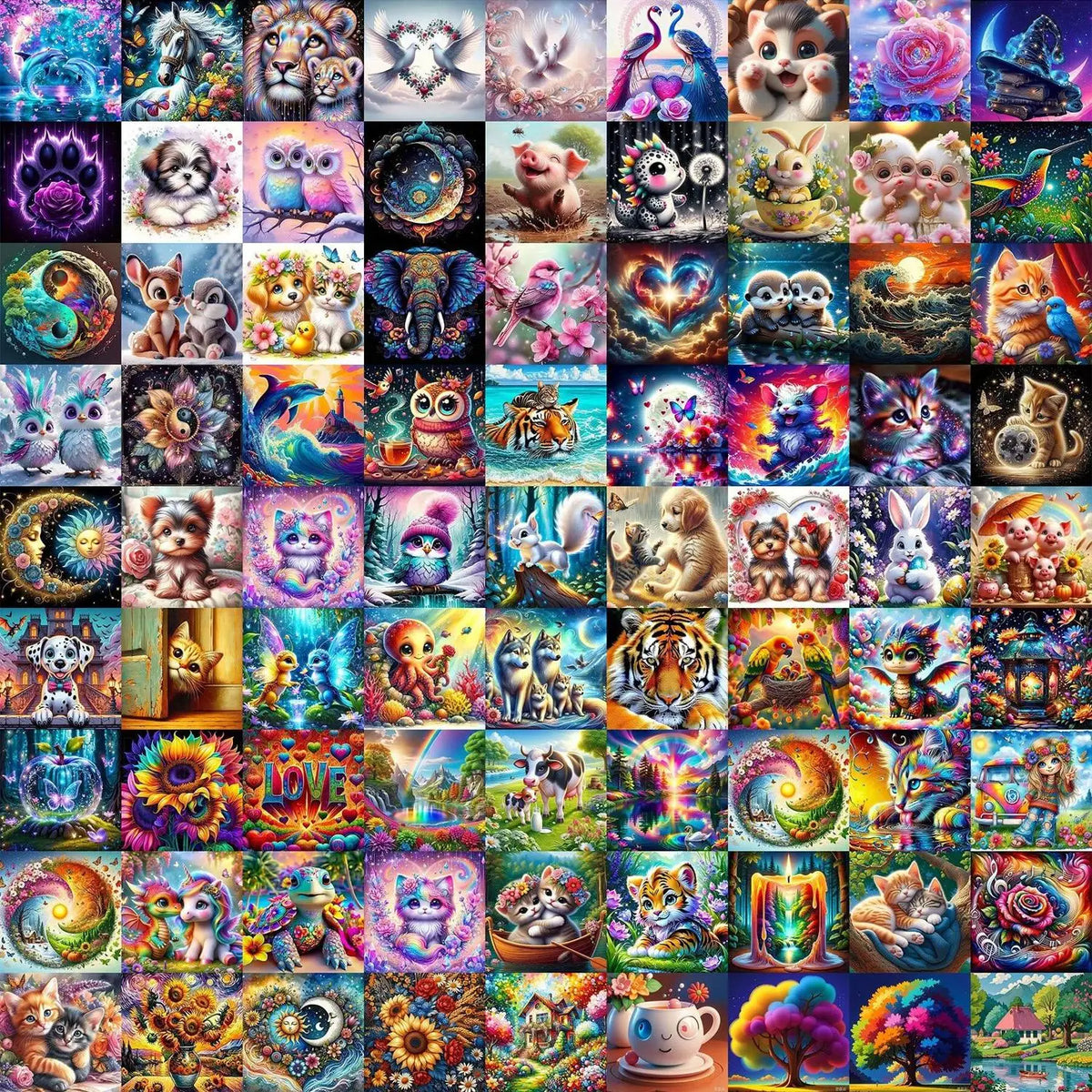 10pcs/20pcs/30pcs Diamond Painting Kit, Random style/Random pattern Cartoon Animal Floral Human Patterns, 20x20cm Full Drill Art