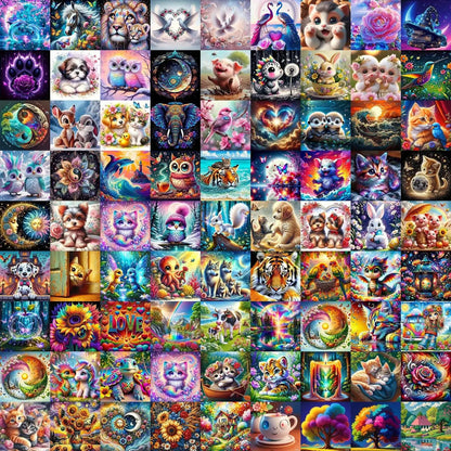 10pcs/20pcs/30pcs Diamond Painting Kit, Random style/Random pattern Cartoon Animal Floral Human Patterns, 20x20cm Full Drill Art