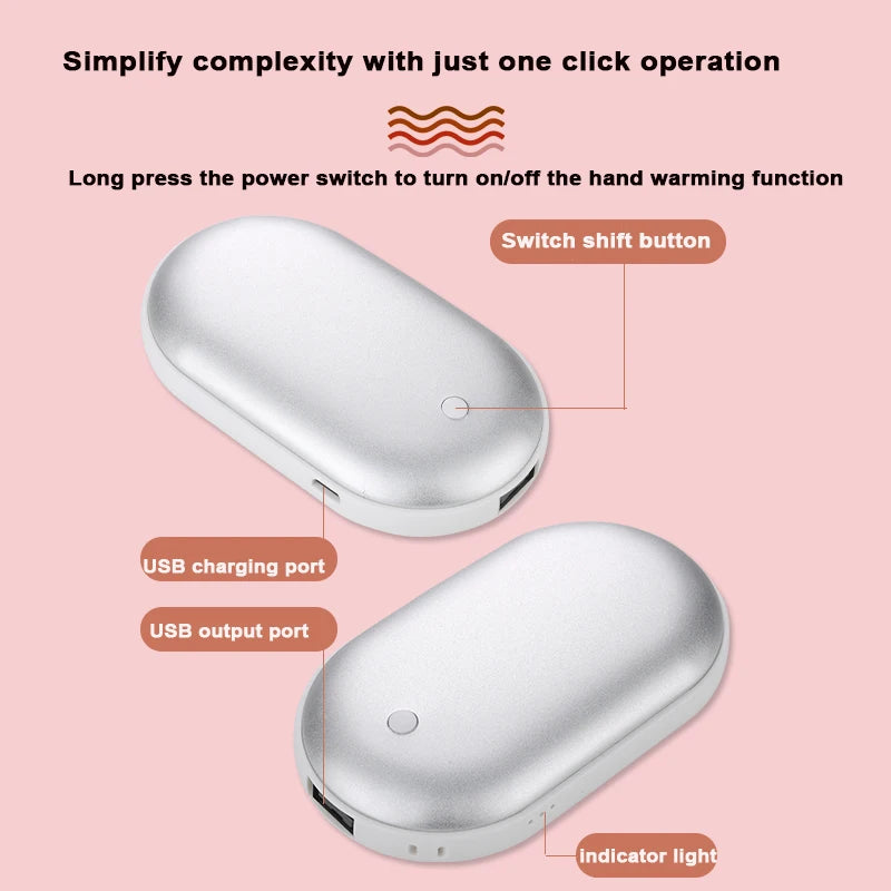Warm Hand Treasure Ultra-TDouble Sided Hand warmer with Fast Heating and Three Levels of Temperature. Compact Pocket Hand warmer