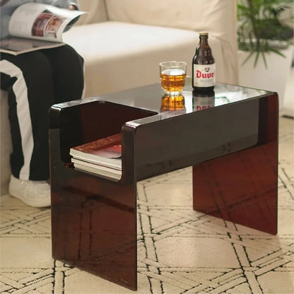 Acrylic Transparent Small Coffee Table C-shaped Sofa Card Table Living Room Window Side Table Corner Table Bedside Small Table