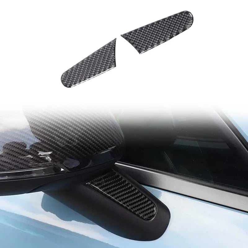 For Porsche Macan 2014-2021 Real Carbon Fiber Rearview Mirror Pillar Decoration Sticker Car Exterior Sticker Auto Accessories