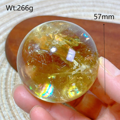 Healing Natural Crystal Brazil Smokey Citrine Quartz Sphere Rainbow Polished Ball High Quality Precious Home Decoration Gift