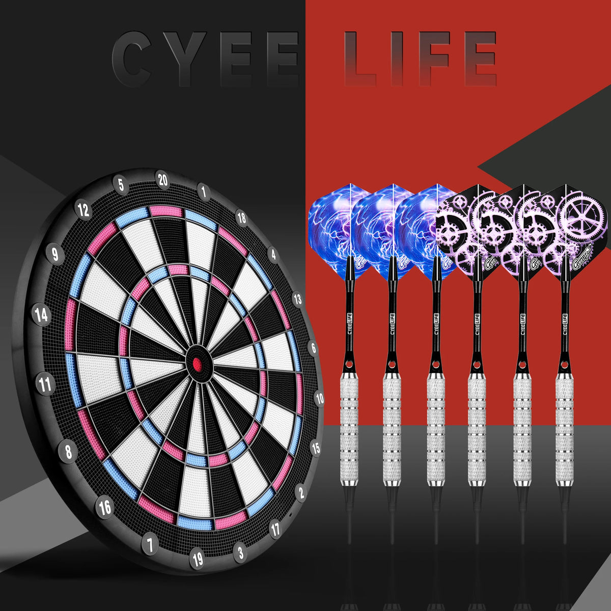 CyeeLife Electronic Dartboard with 6pcs Soft Tip Darts, Pink (No Electronic Module and LED)